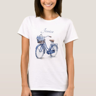 Elegantes Delft-Blau-Blumen-Fahrrad personalisiert T-Shirt