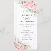 Elegantes Delicate Blush PInk Floral Wedding Progr Programm (Vorne/Hinten)
