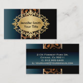 Elegantes Denim-blauer und schwarzer Leopard-Druck Visitenkarte (Vorne/Hinten)