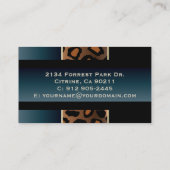 Elegantes Denim-blauer und schwarzer Leopard-Druck Visitenkarte (Rückseite)