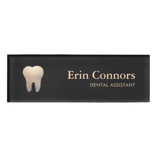 Elegantes Dental Assistant Dentist Tooth Logo Namenschild (Vorderseite)