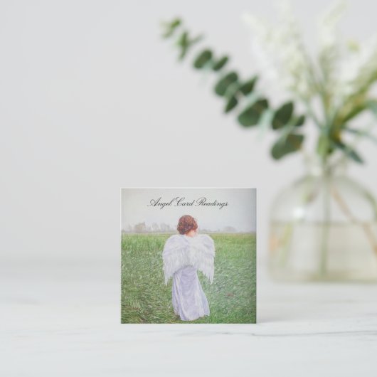 Elegantes Design Angelkarte Lesen Quadratische Visitenkarte (Stehend Vorderseite)