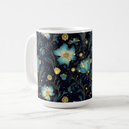 Elegantes Design Blue & Gold Floral Kaffeetasse