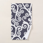 Elegantes Design, Blumenmuster, marineblau, weiß Badhandtuch Set (Handtuch)