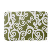 Elegantes Design, Blumenmuster, olivgrün, weiß Badematte (Vorderseite)