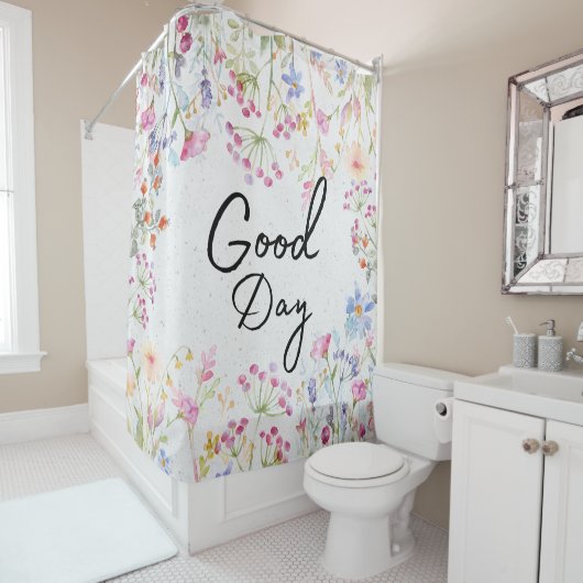 Elegantes Design Botanisch mit Skripttext Floral Duschvorhang (Beispiel)