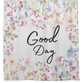 Elegantes Design Botanisch mit Skripttext Floral Duschvorhang (Vorderseite)