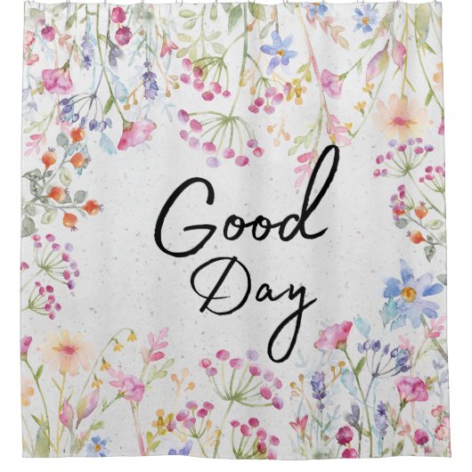 Elegantes Design Botanisch mit Skripttext Floral Duschvorhang (Vorderseite)