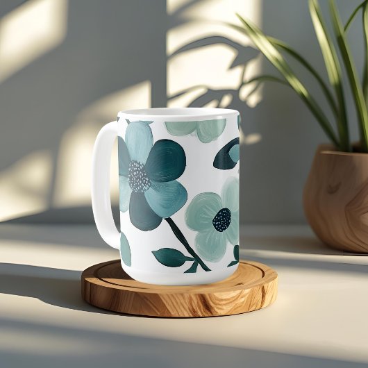 Elegantes Design der Blue Aqua Floral Tasse