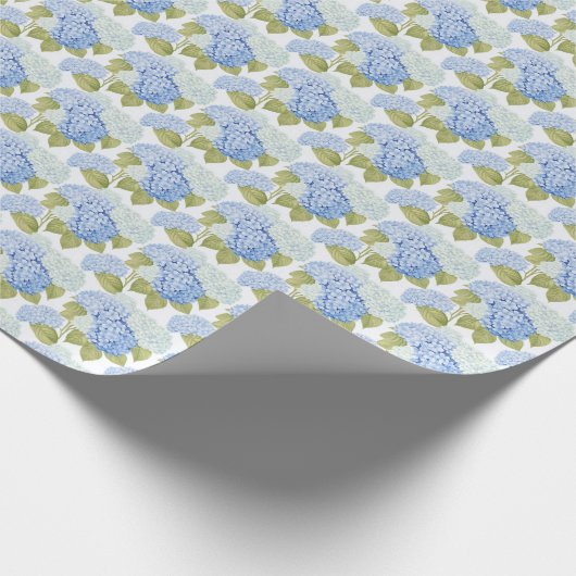 Elegantes Design der Blue Hydragea-Blume Geschenkpapier (Ecke)