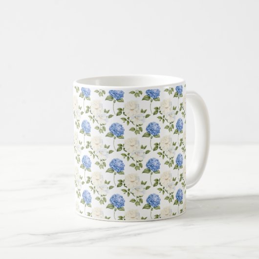 Elegantes Design der Blue Hydragea-Blume Kaffeetasse (VorderseiteRechts)