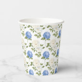 Elegantes Design der Blue Hydragea-Blume Pappbecher (Rückseite)