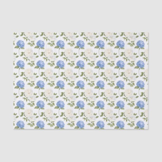 Elegantes Design der Blue Hydragea-Blume Seidenpapier (Vorderseite)