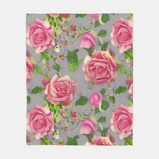 Elegantes Design der französischen Rose Garden Fleecedecke (Vorderseite)