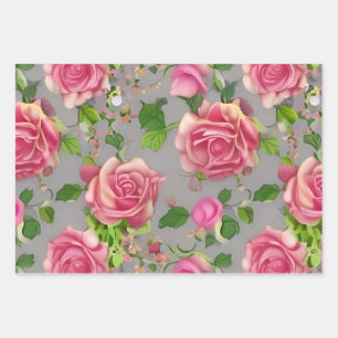 Elegantes Design der französischen Rose Garden Geschenkpapier Set