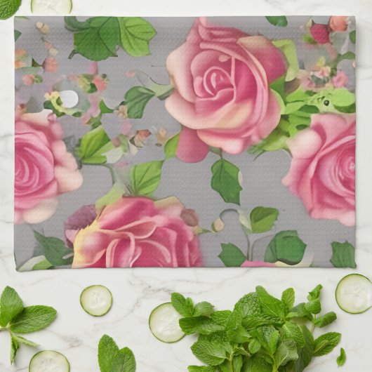 Elegantes Design der französischen Rose Garden Geschirrtuch (Gefaltet)