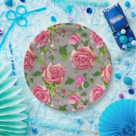 Elegantes Design der französischen Rose Garden Pappteller (Party)