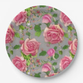 Elegantes Design der französischen Rose Garden Pappteller (Vorderseite)