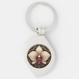 Elegantes Design der goldenen Orchidee Schlüsselanhänger