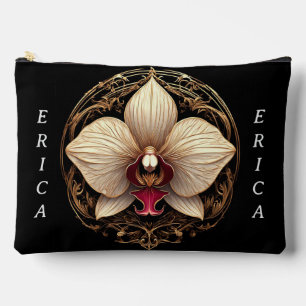 Elegantes Design der goldenen Orchidee Zubehörtasche