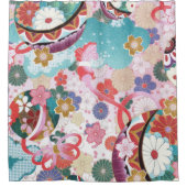 Elegantes Design der japanischen Blumendusche Duschvorhang (Vorderseite)