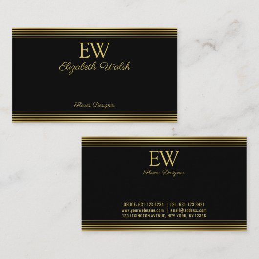 Elegantes Design der Minimalistischen Gold Lines C Visitenkarte (Vorne/Hinten)