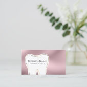 Elegantes Design der rosafarbenen und goldenen Zah Visitenkarte (Stehend Vorderseite)