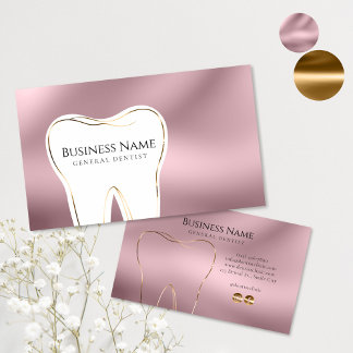 Elegantes Design der rosafarbenen und goldenen Zah Visitenkarte