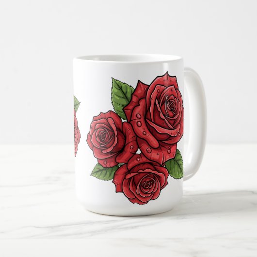 Elegantes Design der Rose Kaffeetasse (VorderseiteRechts)