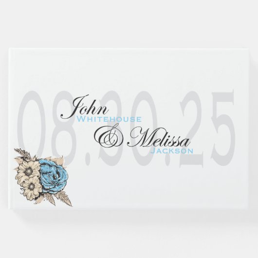 Elegantes Design der Rose mit Skriptnamen Gästebuch (Vorderseite)