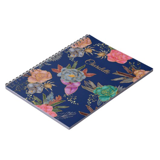 Elegantes Design Extravaganter Goldener Foil Blume Notizblock (Linke Seite)