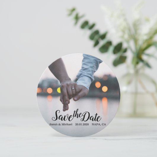 Elegantes Design/Foto Save The Date (Stehend Vorderseite)