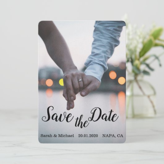 Elegantes Design/Foto Save The Date (Stehend Vorderseite)