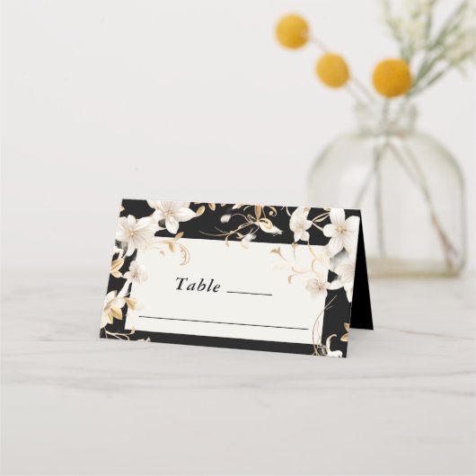 Elegantes Design für die weiße Blume auf der Schwa Platzkarte (Vorderseite)