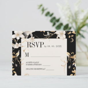 Elegantes Design für die weiße Blume auf der Schwa RSVP Karte