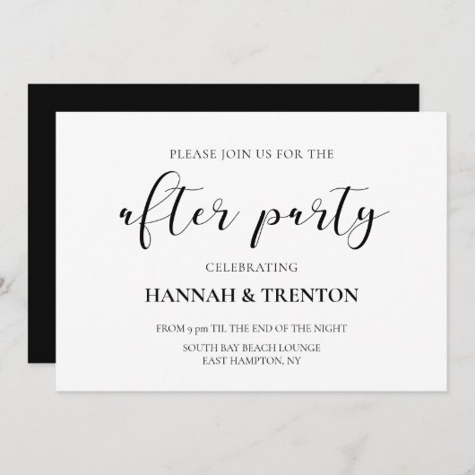 Elegantes Design Hochzeit nach dem Party Einladung (Vorne/Hinten)