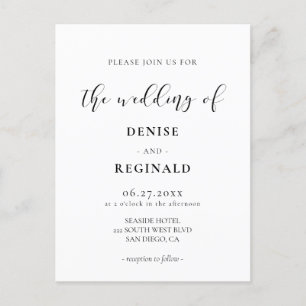 Elegantes Design Hochzeitsempfang Postkarte