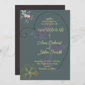 Elegantes Design mit Blumen und Herz-Hochzeitskart Einladung (Vorne/Hinten)