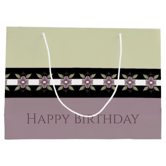 Elegantes Design mit Pflaumendesign Große Geschenktüte (Rückseite)