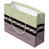 Elegantes Design mit Pflaumendesign Große Geschenktüte (Rückseite Schrägansicht)