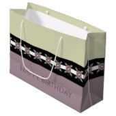 Elegantes Design mit Pflaumendesign Große Geschenktüte (Vorderseite Schrägansicht)