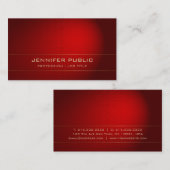 Elegantes Design Modernes Gold Red Elite Schlicht  Visitenkarte (Vorne/Hinten)