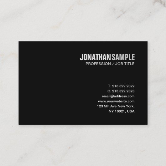 Elegantes Design Modernes Schwarzes Schlichtes Tre Visitenkarte (Vorderseite)