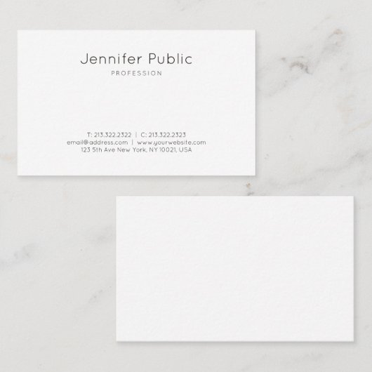 Elegantes Design Modernes Trendweiß Visitenkarte (Vorne/Hinten)