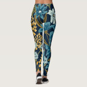Elegantes Design Navy Blumen für das Training Leggings (Rückseite)