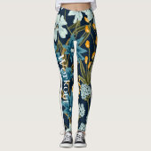 Elegantes Design Navy Blumen für das Training Leggings (Vorderseite)