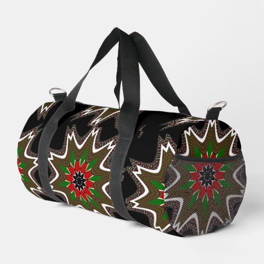 Elegantes Design Schwarz-Grün-Blumen Kunstmuster Duffle Bag (Rechte Ecke)
