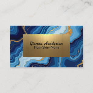 Elegantes Design und blaue Goldwellen Visitenkarte