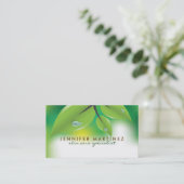 Elegantes Design von frischen grünen Leafs Visitenkarte (Stehend Vorderseite)