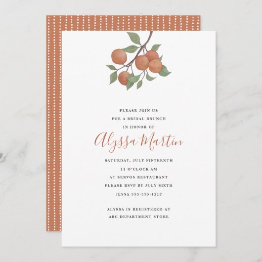 Elegantes Design von Zitrusfrüchten/Orangen Einladung (Vorne/Hinten)